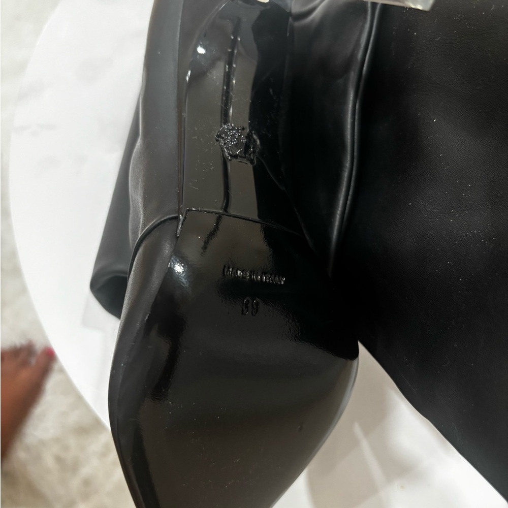 Versace Glossy Black Heeled Boots